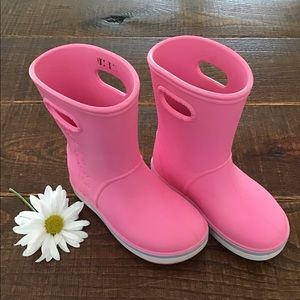 CROCS Crocband pink rain boots 12